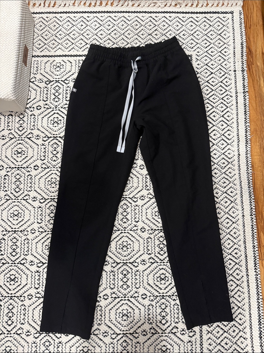 Figs Black Drawstring Pants with slit